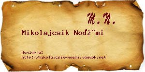 Mikolajcsik Noémi névjegykártya